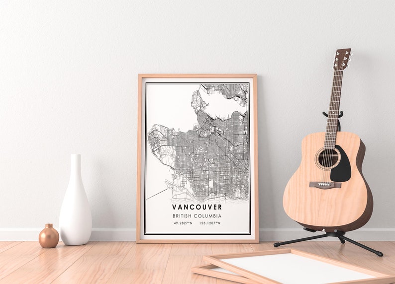 Vancouver map print poster canvas | British Columbia map print poster canvas | Vancouver city map print poster canvas image 3
