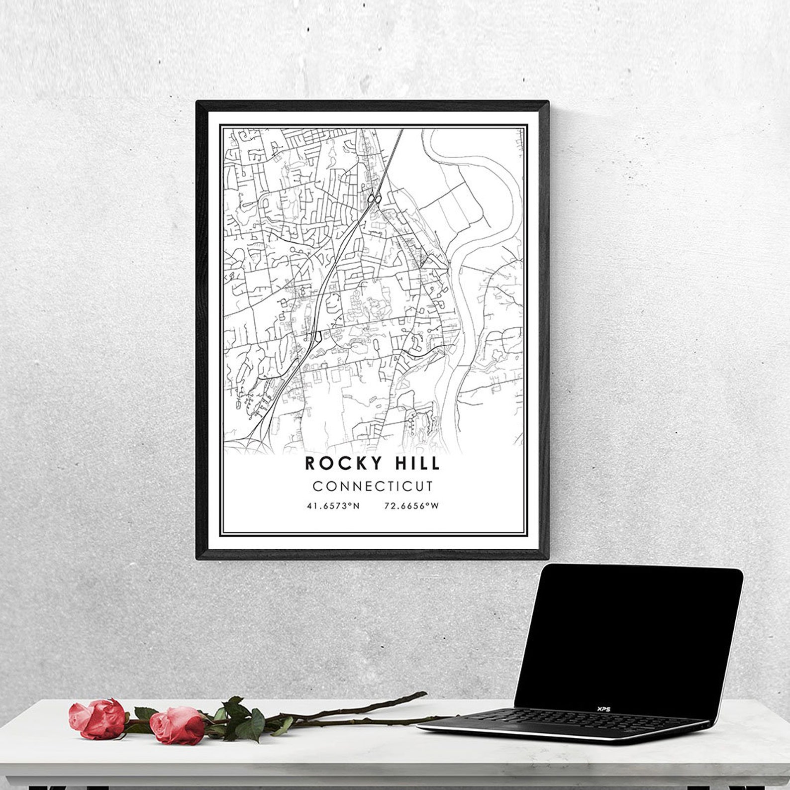 Rocky Hill map print poster canvas Connecticut map print Etsy
