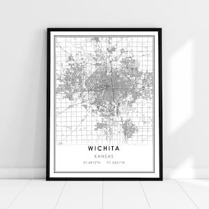 Wichita map print poster canvas | Kansas map print poster canvas | Wichita  city map print poster canvas