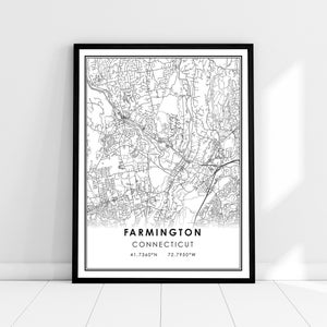 Farmington map print poster canvas | Connecticut map print poster canvas | Farmington city map print poster canvas