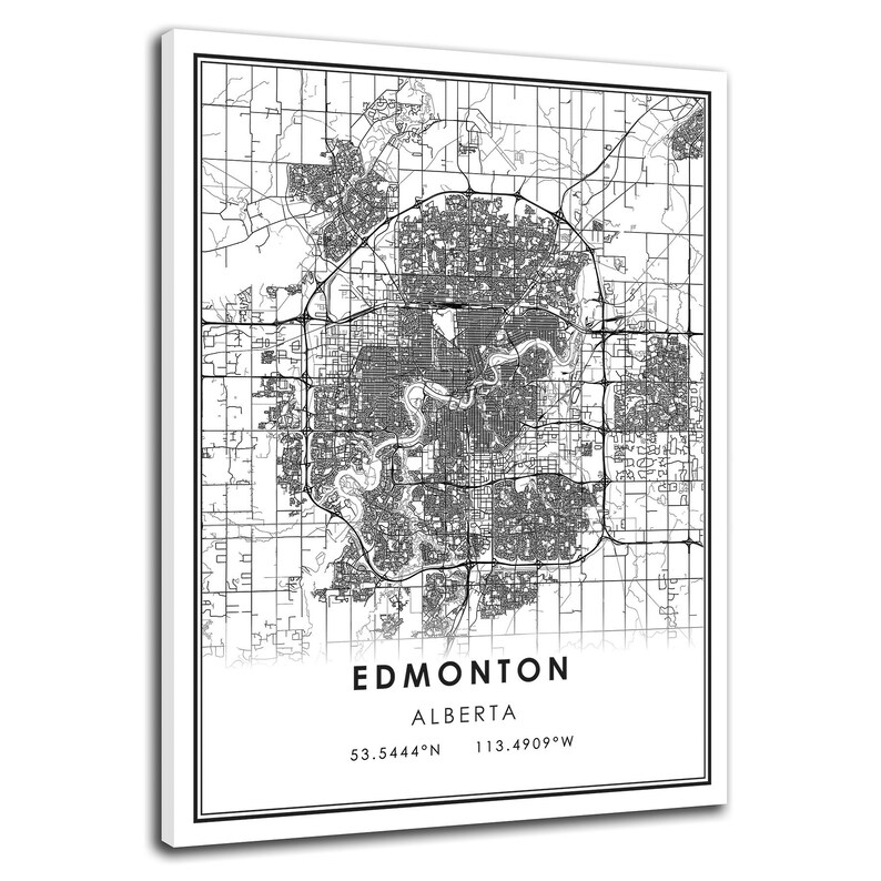 Edmonton map print poster canvas Edmonton city map print Etsy