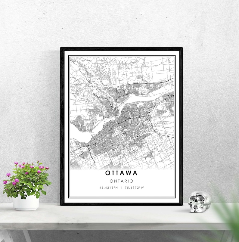 Ottawa map print poster canvas Ottawa city map print poster Etsy