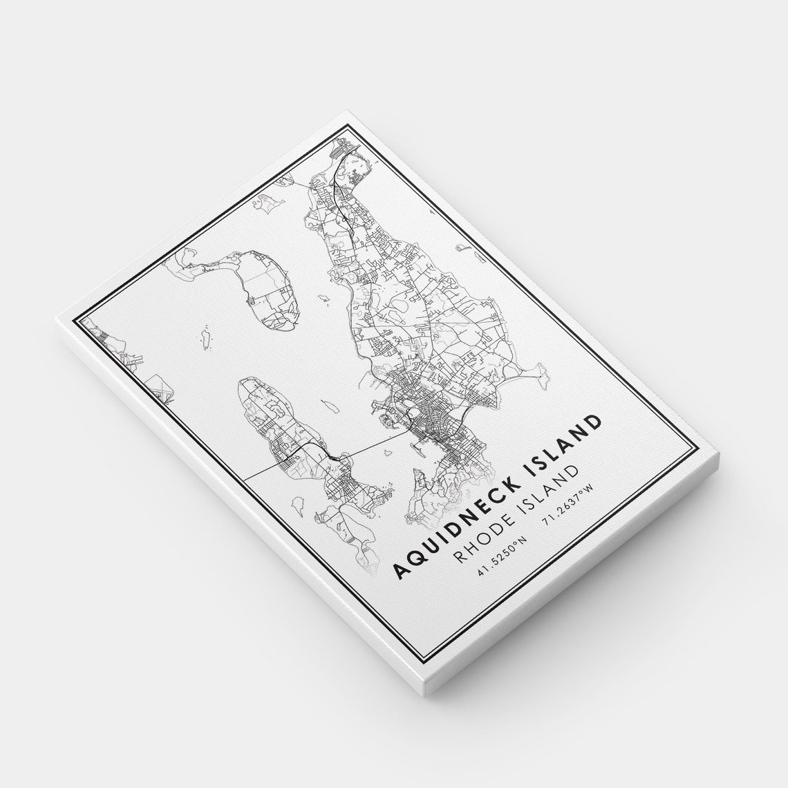 Aquidneck Island Map Print Poster Canvas Rhode Island Map Etsy