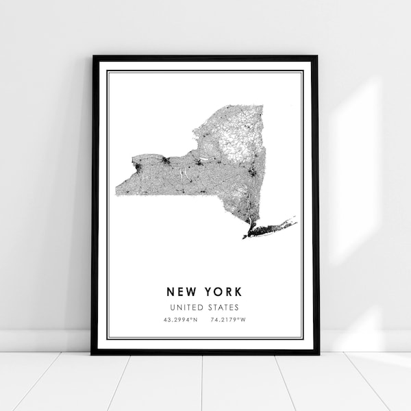 New York US map print poster canvas | New York US city map print poster canvas