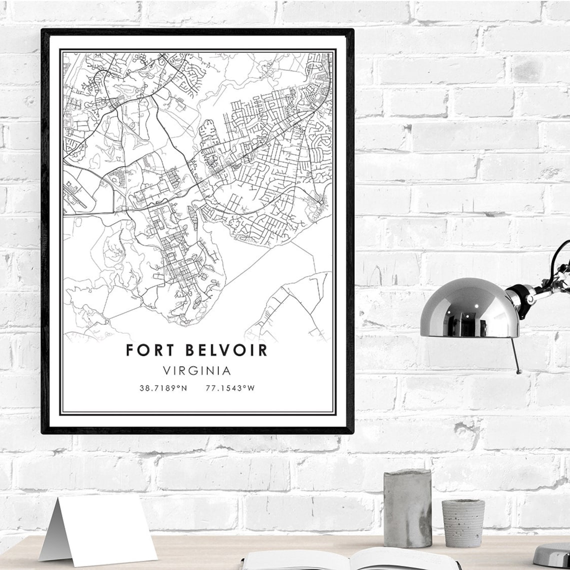 Fort Belvoir map print poster canvas Fort Belvoir Virginia Etsy