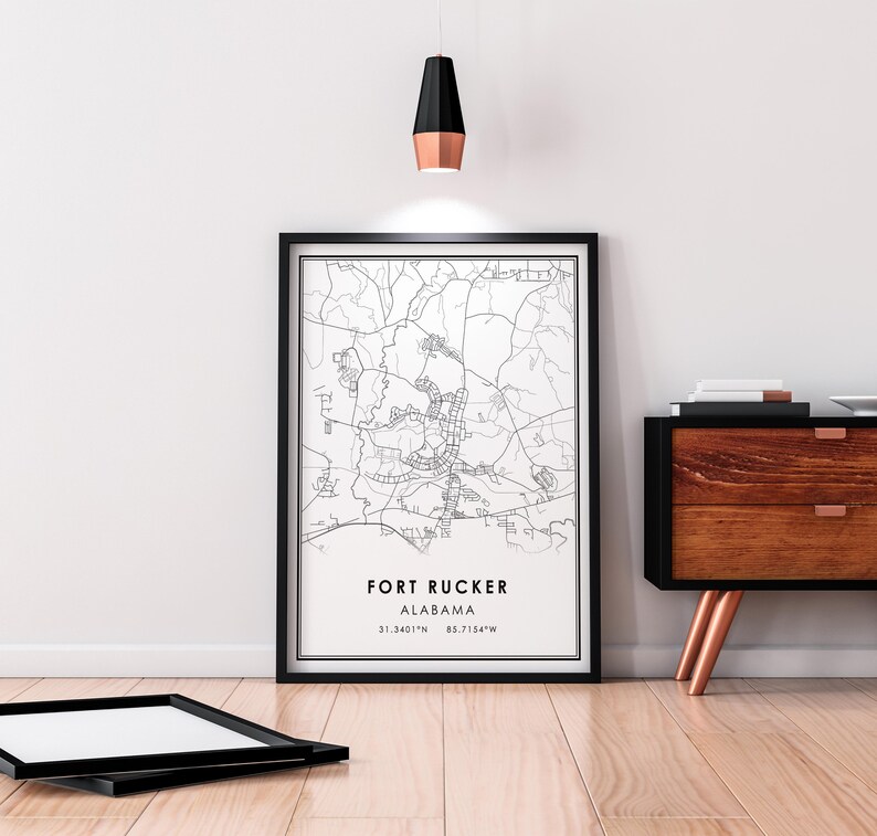 Fort Rucker Alabama Map Print Poster Canvas | Fort Rucker City Map ...