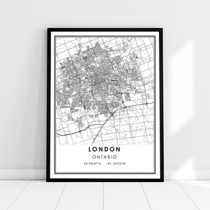 London map print poster canvas | Ontario map print poster canvas | London city map print poster canvas