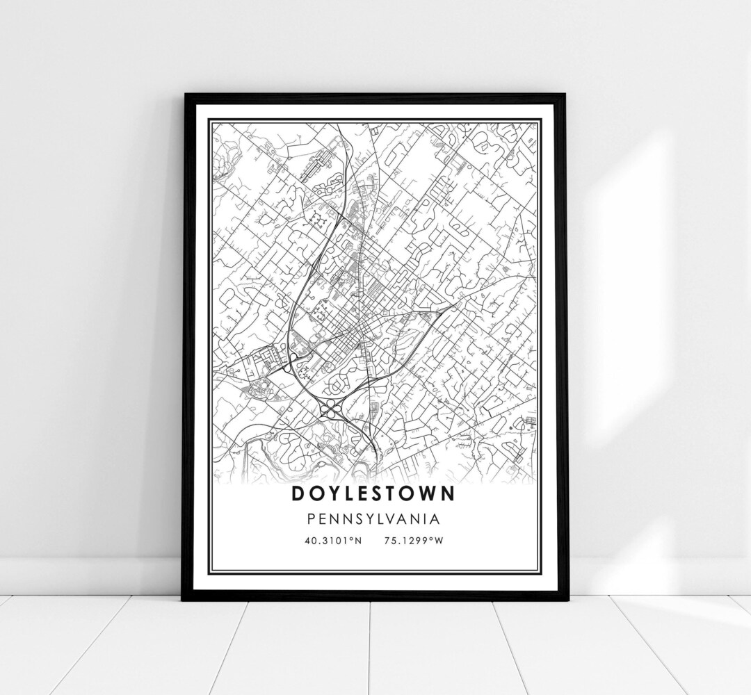 Doylestown Map Print Poster Canvas Pennsylvania Map Print Poster Canvas
