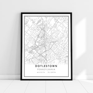Doylestown map print poster canvas | Pennsylvania map print poster canvas | Doylestown city map print poster canvas