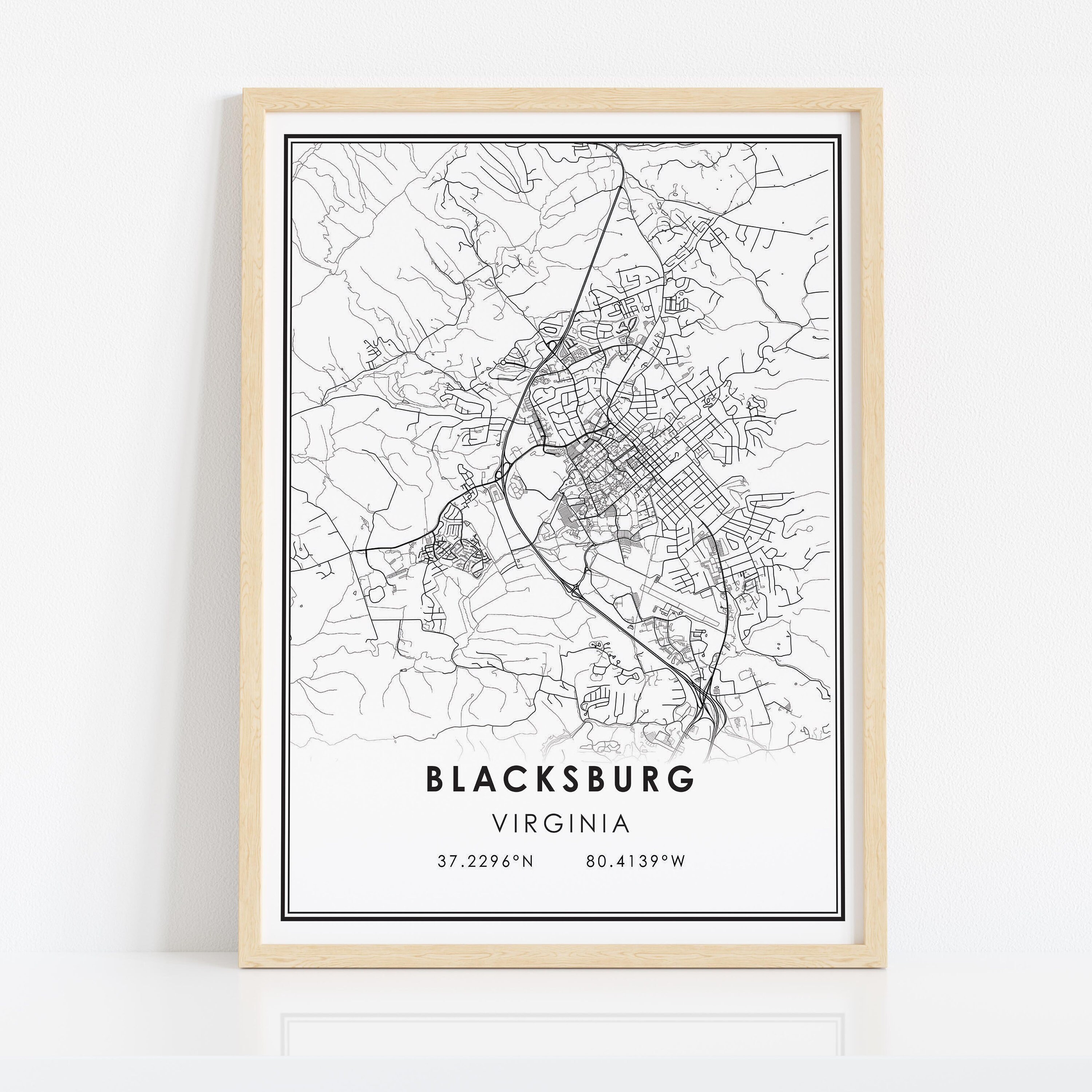 Blacksburg Map Print Poster Canvas Virginia Map Print Poster - Etsy Ireland
