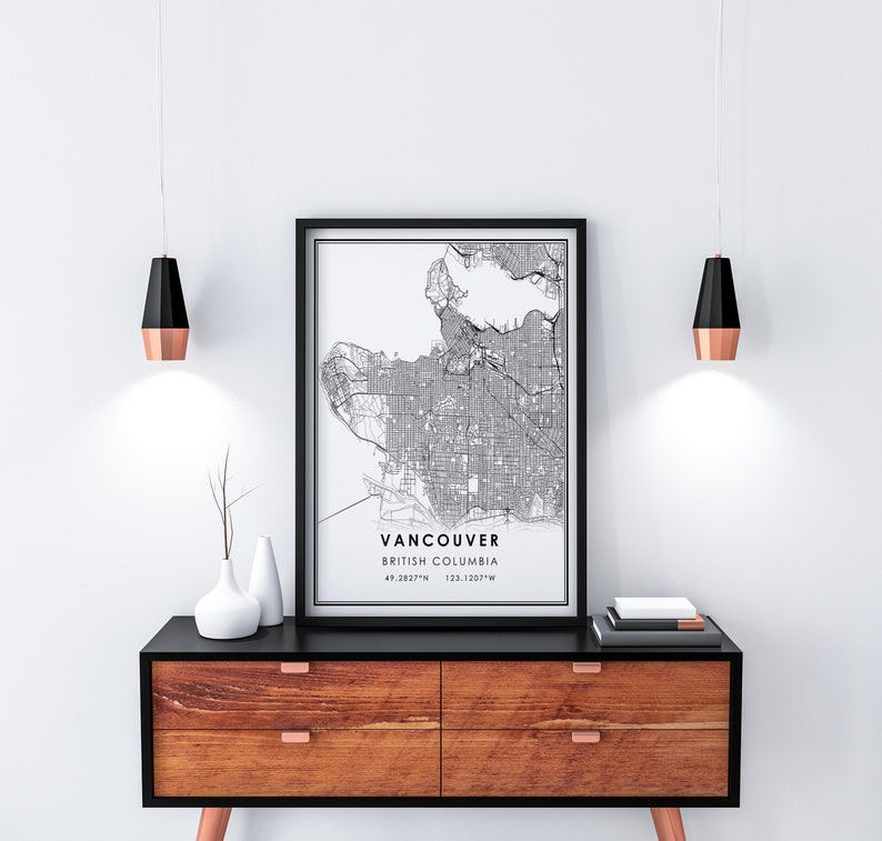 Vancouver map print poster canvas | British Columbia map print poster canvas | Vancouver city map print poster canvas image 6