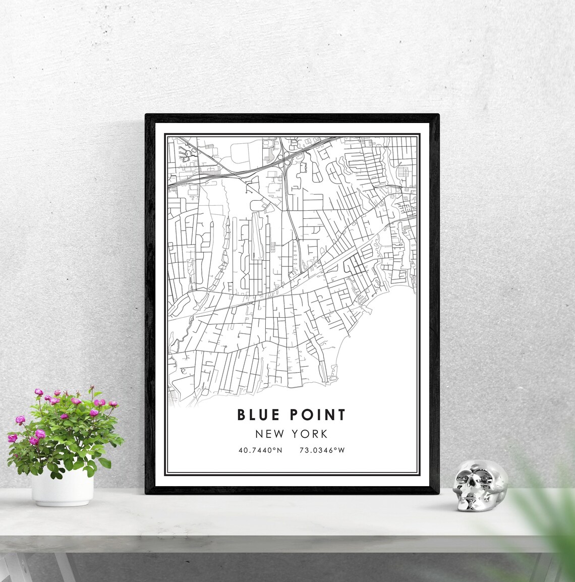 Blue Point map print poster canvas New York map print poster Etsy