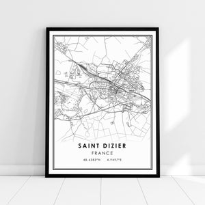 Saint Dizier France map print poster canvas | France map print poster canvas | Saint Dizier France city map print poster canvas