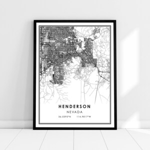 | d’affiche d’impression de carte Henderson Carte du Nevada imprimer l’affiche | Toile d’affiche imprimée de la carte de la ville d’Henderson