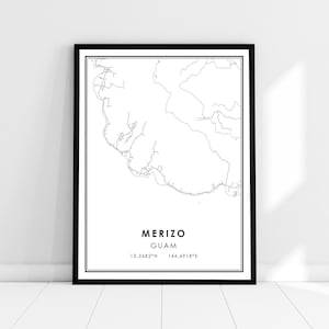 Merizo map print poster canvas | Guam map print poster canvas | Merizo city map print poster canvas