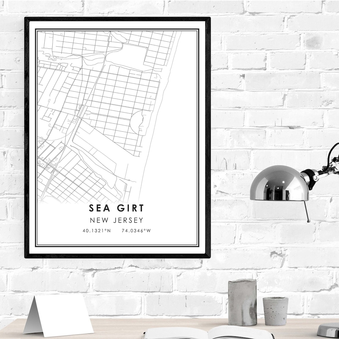 Sea Girt map print poster canvas New Jersey map print poster Etsy