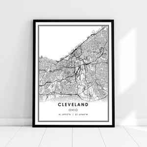 Cleveland map print poster canvas | Ohio map print poster canvas | Cleveland city map print poster canvas