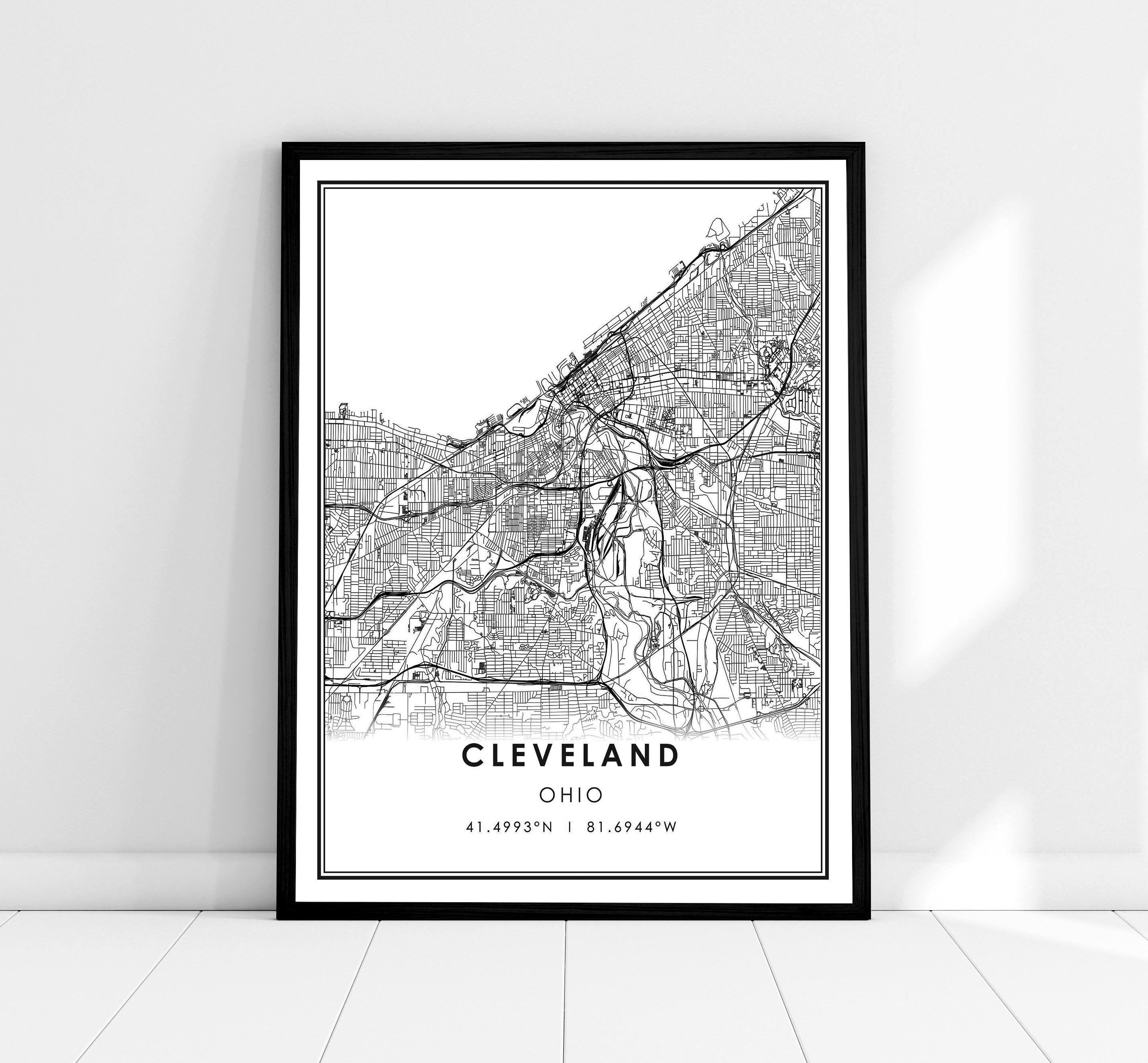 Cleveland map print poster canvas | Ohio map print poster canvas | Cleveland city map print poster canvas