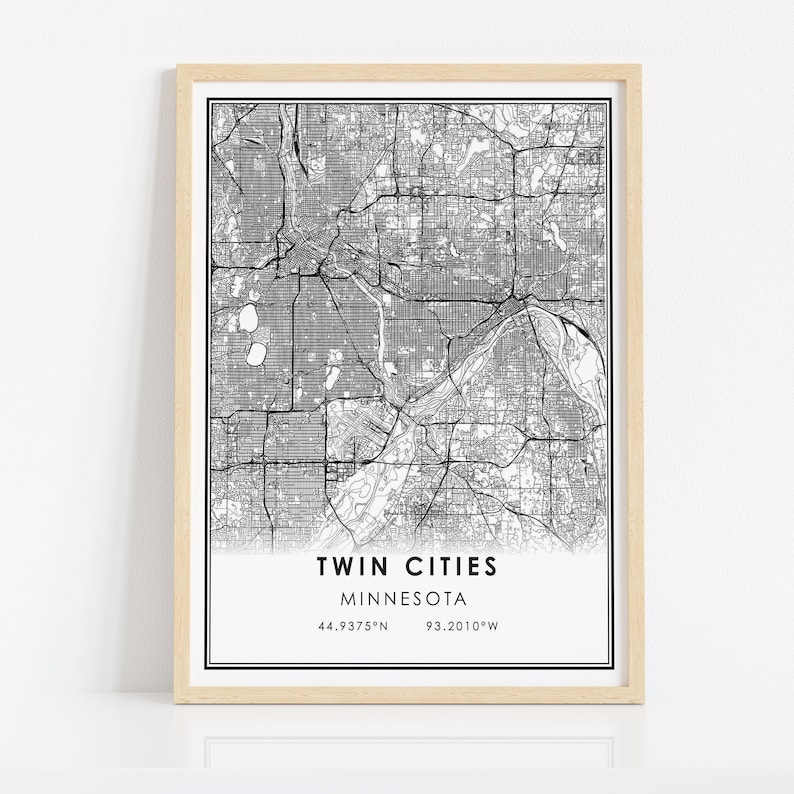 Twin Cities Map Print Poster Canvas Twin Cities Map Print - Etsy