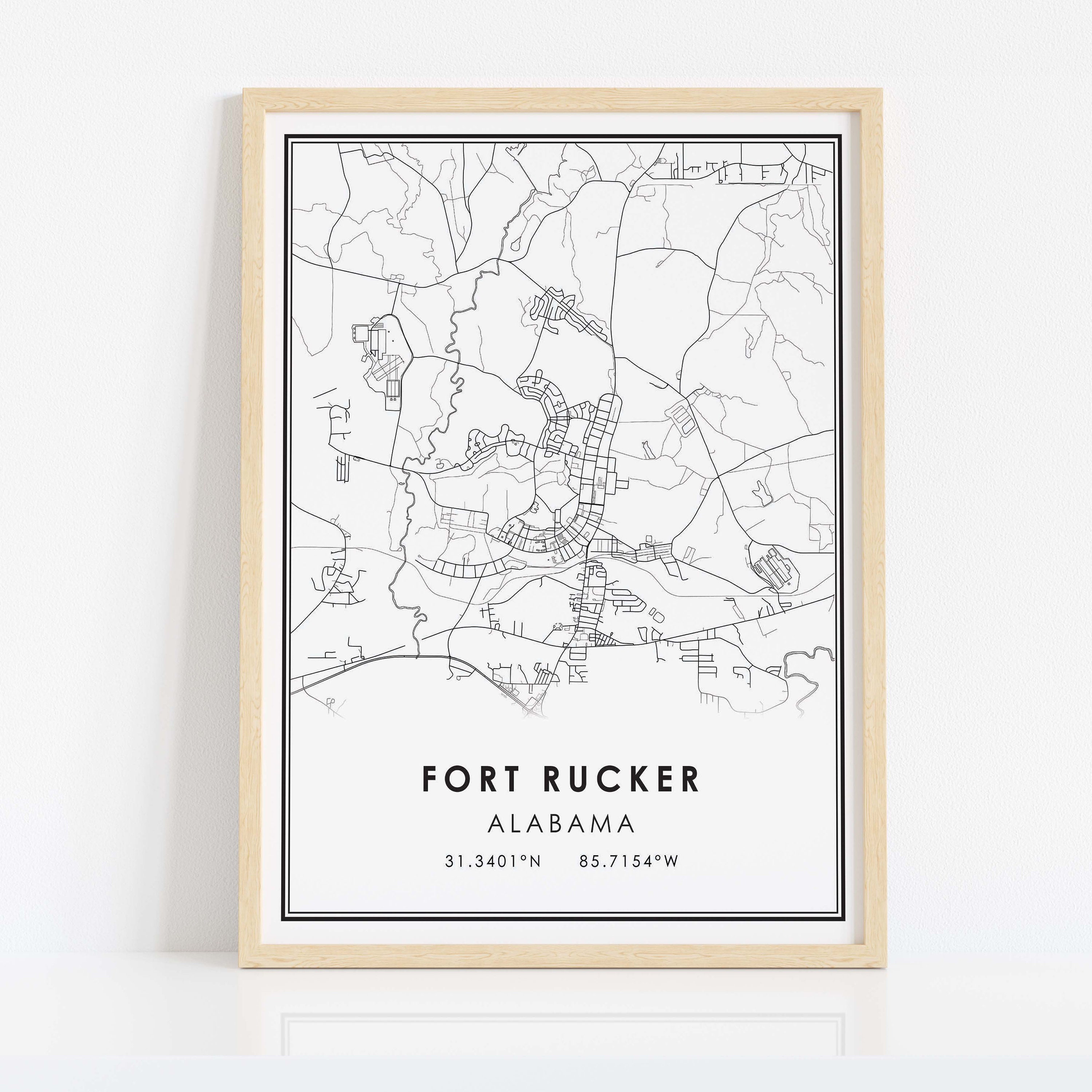 Fort Rucker Alabama Map Print Poster Canvas | Fort Rucker City Map ...