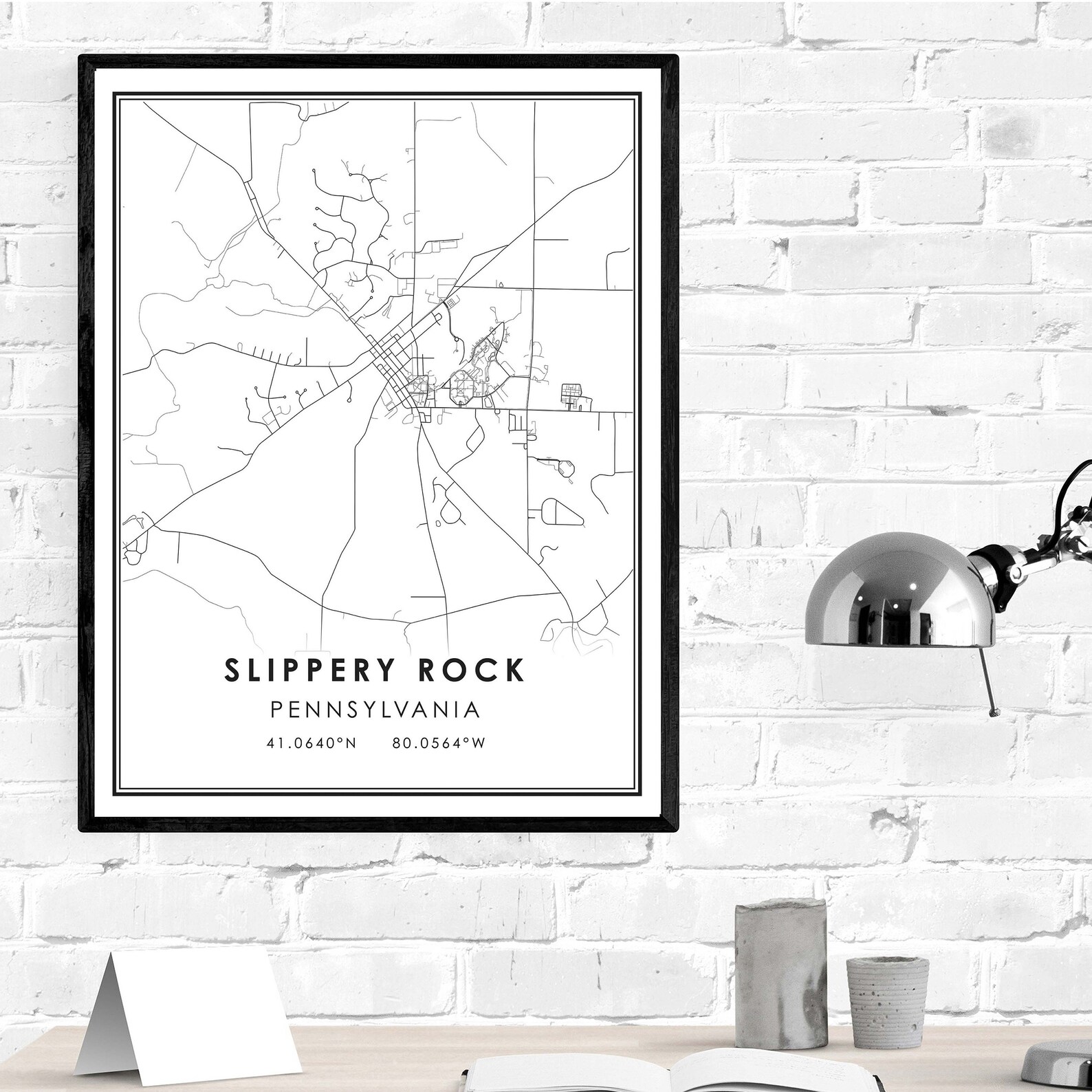 Slippery Rock Map Print Poster Canvas Pennsylvania Map Print  Etsy