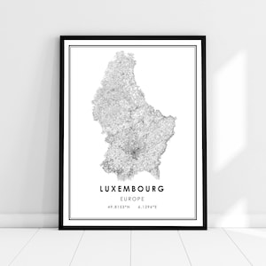 Luxembourg country map print poster canvas | Luxembourg country road map print poster canvas