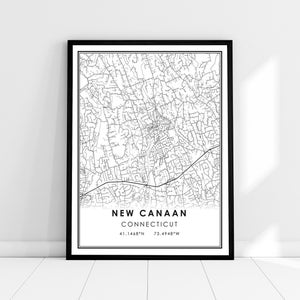 New Canaan map print poster canvas | Connecticut map print poster canvas | New Canaan city map print poster canvas