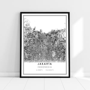 Jakarta map print poster canvas | Indonesia map print poster canvas | Jakarta city map print poster canvas