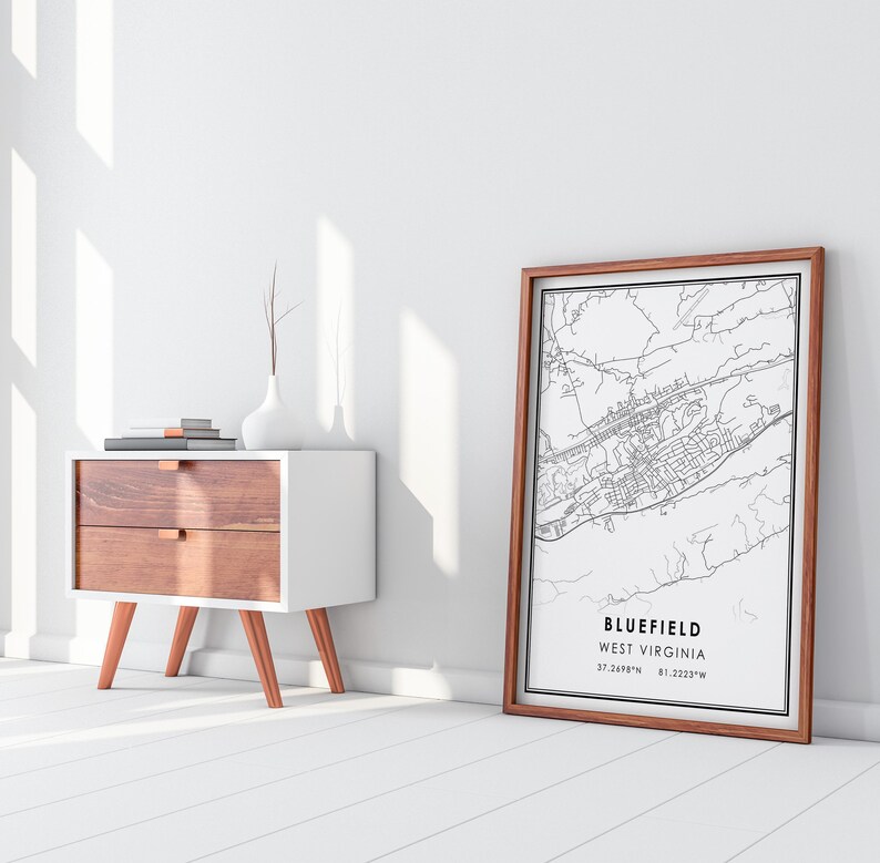 Bluefield Map Print Poster Canvas | Bluefield West Virginia Map Print ...