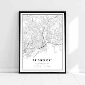 Bridgeport map print poster canvas | Connecticut map print poster canvas | Bridgeport city map print poster canvas