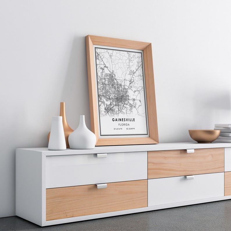 Gainesville Map Print Poster Canvas Florida Map Print Poster Etsy
