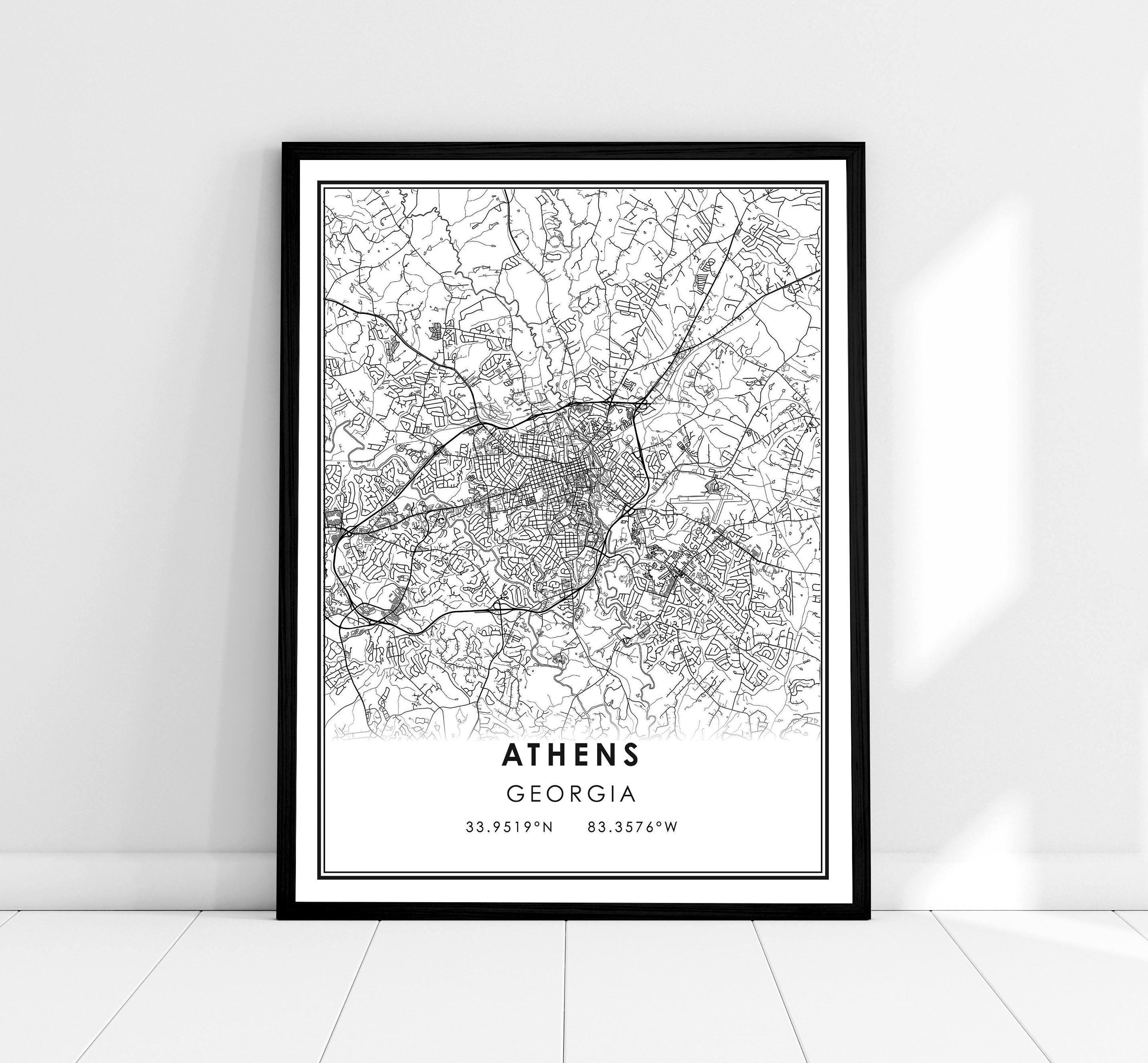 Athens map print poster canvas | Georgia map print poster canvas | Athens city map print poster canvas