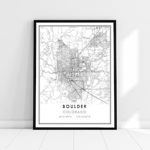 Boulder map print poster canvas | Colorado map print poster canvas | Boulder city map print poster canvas