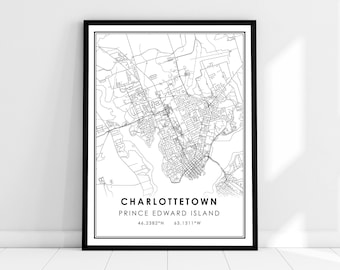 Charlottetown map print poster canvas | Prince Edward Island map print poster canvas | Charlottetown city map print poster canvas