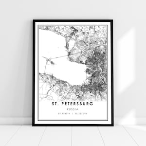 St Petersburg map print poster canvas | Russia map print poster canvas | St Petersburg city map print poster canvas