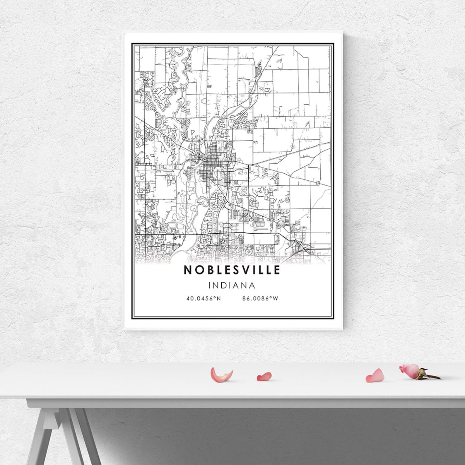 Noblesville map print poster canvas Indiana map print poster Etsy