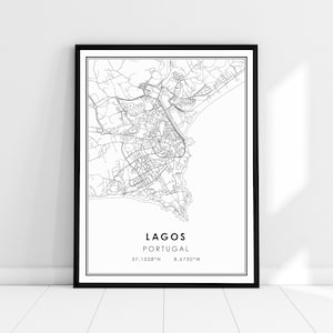 Lagos Portugal map print poster canvas | Portugal Lagos  map print poster canvas | Lagos Portugal city map print poster canvas