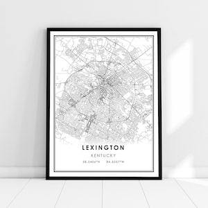 Lexington map print poster canvas |  Kentucky map print poster canvas | Lexington city map print poster canvas