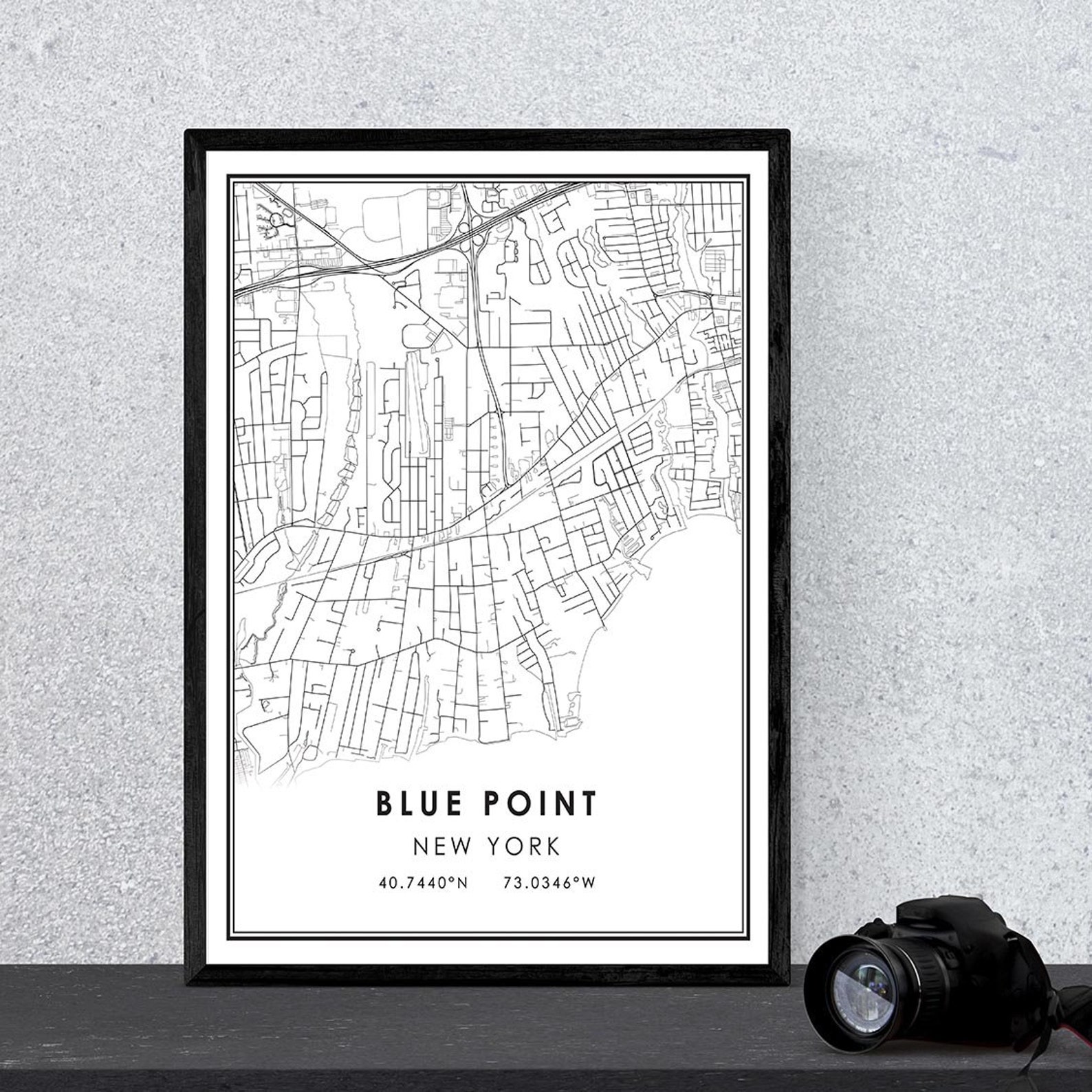 Blue Point map print poster canvas New York map print poster Etsy