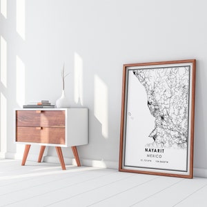 Nayarit map print poster canvas Mexico map print poster canvas Nayarit city map print poster canvas afbeelding 8