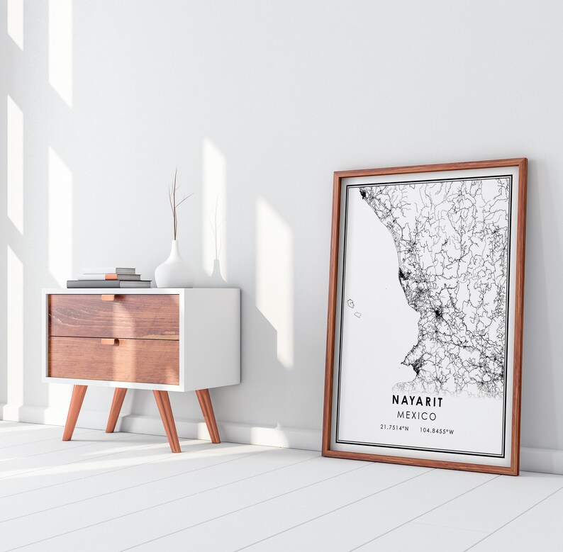 Nayarit map print poster canvas Mexico map print poster canvas Nayarit city map print poster canvas afbeelding 8