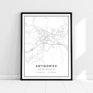 | d’impression d’affiches de cartes antigonish Carte de la Nouvelle-Écosse imprimer la toile d’affiche | Carte de la ville d’Antigonish imprimer la toile de l’affiche