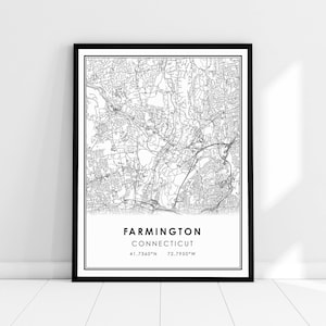 Farmington Connecticut map print poster canvas | Farmington city map print poster canvas