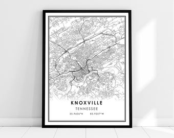 Knoxville map print poster canvas | Tennessee map print poster canvas | Knoxville city map print poster canvas