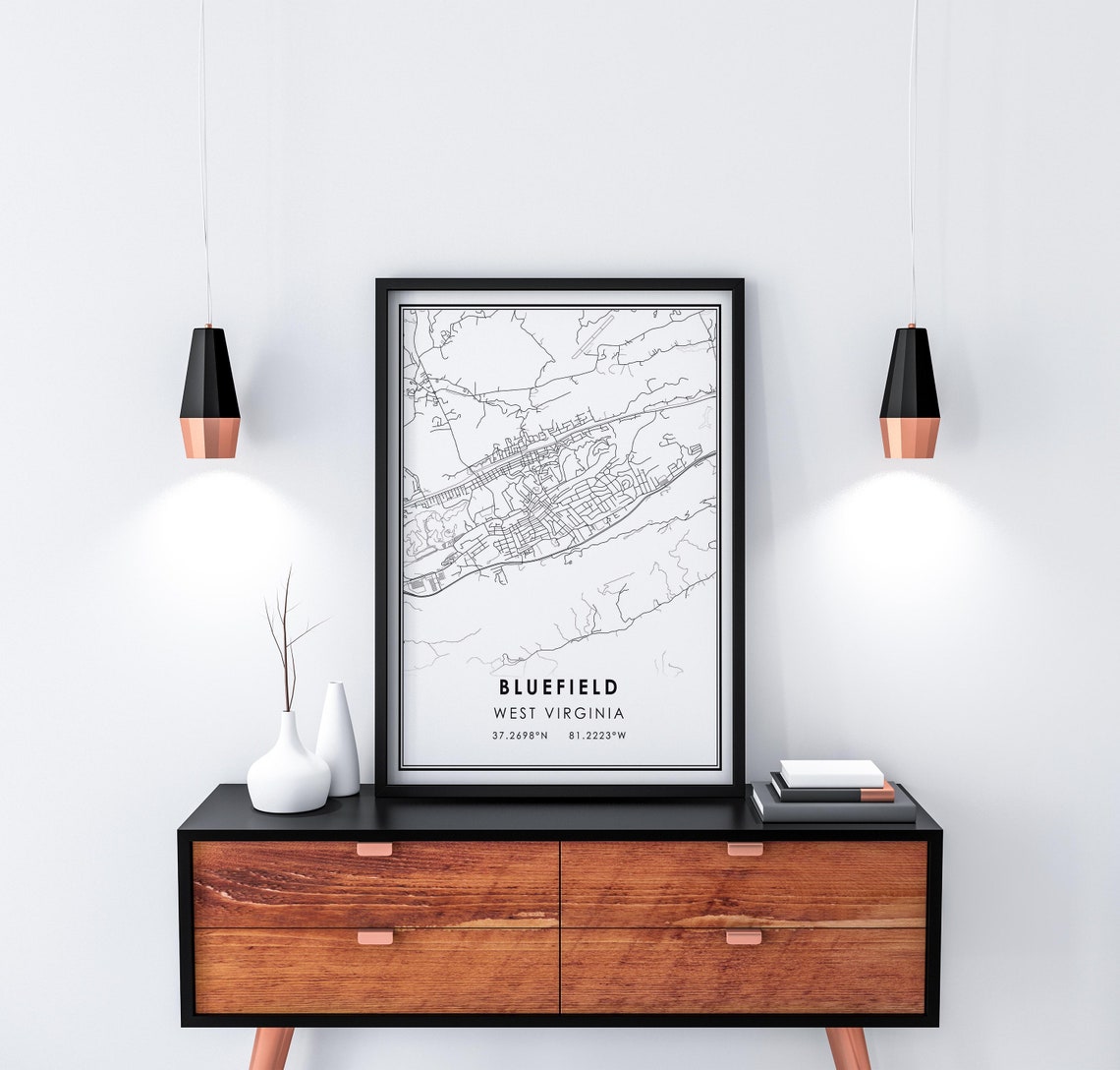 Bluefield Map Print Poster Canvas | Bluefield West Virginia Map Print ...