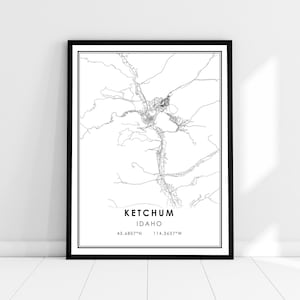 Ketchum map print poster canvas | Idaho map print poster canvas | Ketchum city map print poster canvas