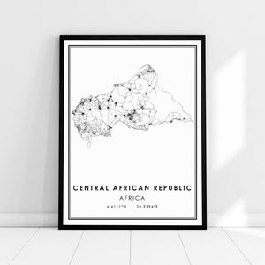 Central African Republic map print poster canvas | Africa map print poster canvas | Central African Republic city map print poster canvas