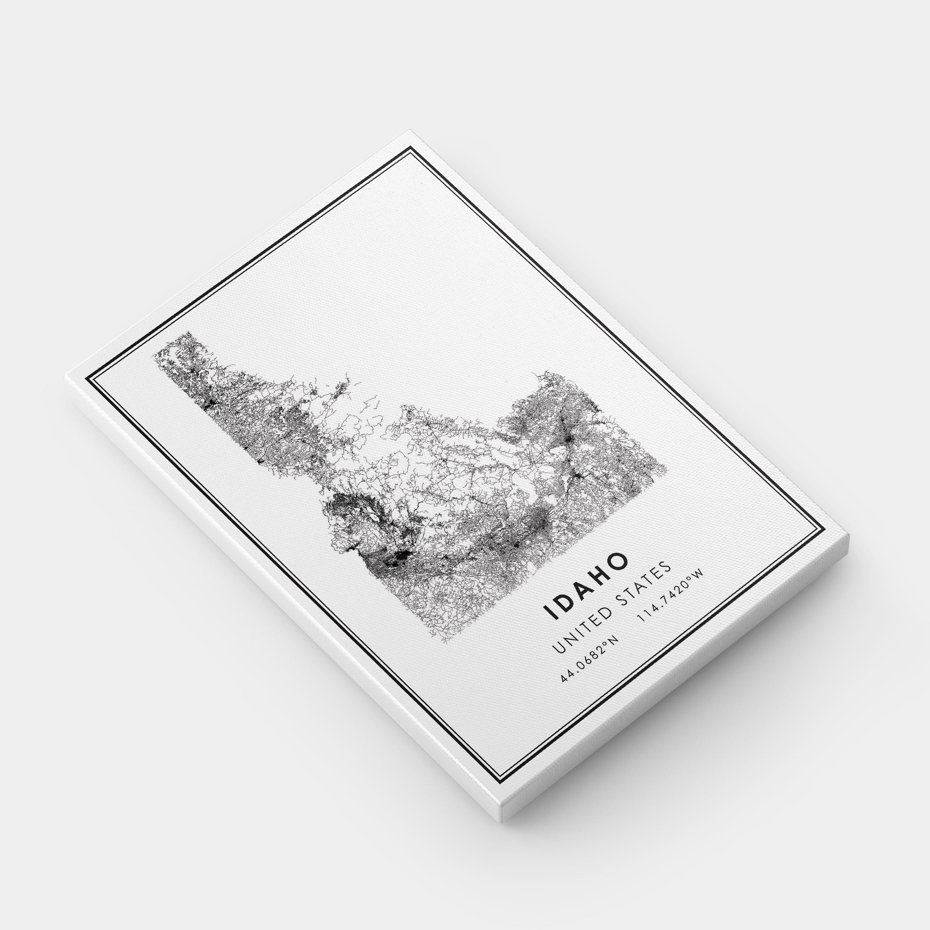 Idaho United States Map Print Poster Canvas | Idaho United States Road ...