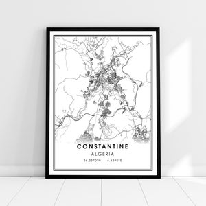Constantine map print poster canvas | Algeria map print poster canvas | Constantine city map print poster canvas