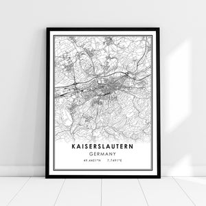 Kaiserslautern map print poster canvas | Germany map print poster canvas | Kaiserslautern city map print poster canvas